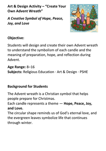 Art & Design Activity – “Create Your Own Advent Wreath”
