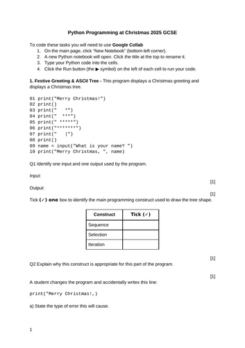Python Programming at Christmas 2025 GCSE Edition