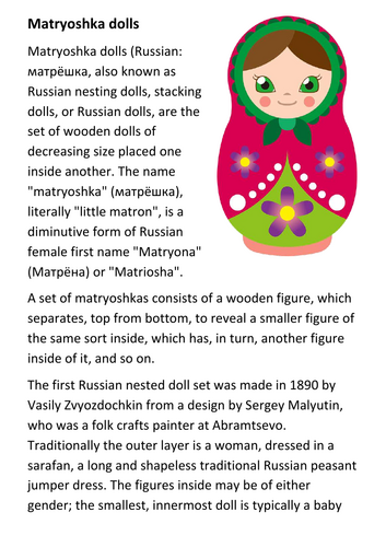 Matryoshka dolls Handout