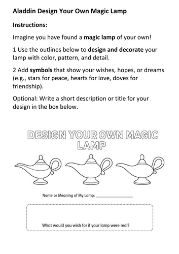 Aladdin Design Your Own Magic Lamp