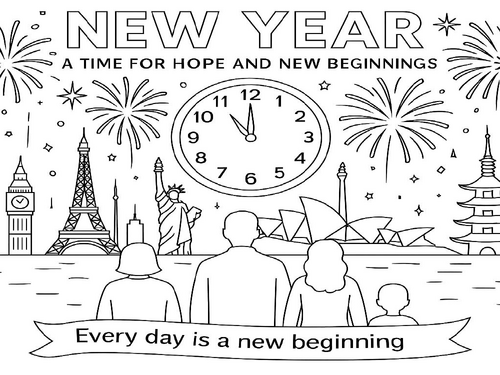 New Year – A Time for Hope and New Beginnings coloring picture