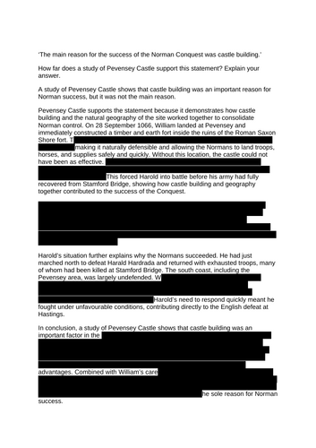 AQA Norman England Pevensey Castle 2026