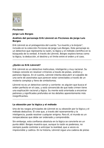 Ficciones by Jorge Luis Borges – Characters – Erik Lönnrot