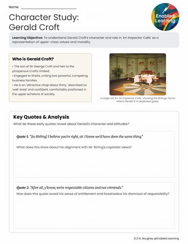 GCSE English Lit - Revision Notes on the character of Gerald Croft