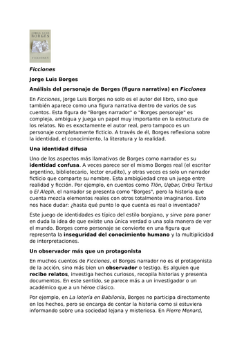 Ficciones by Jorge Luis Borges – Characters – The Narrator