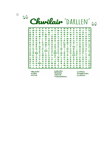 CHWILAIR BLWYDDYN 3 (Cymraeg Iaith Gyntaf) : "Darllen"