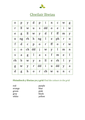 Gwaith Dosbarth Blwyddyn 3: CHWILAIR LLIWIAU