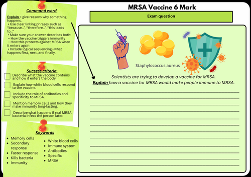GCSE Biology - MRSA Vaccine 6-Mark Question – | Scaffolded/Differentiated