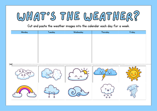 Weekly Weather Tracking & Vocabulary Worksheet Pack