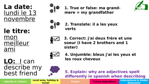 ma meilleure amie - describing my bff  (french ks3)