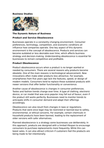 Product and Service Obsolescence