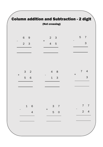 2 digit addition and subtraction - no crossing/regrouping