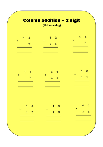 2 digit addition - No crossing/regrouping