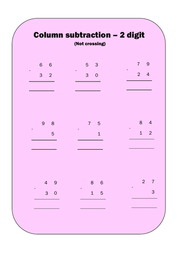 2 digit subtraction - No crossing/regrouping