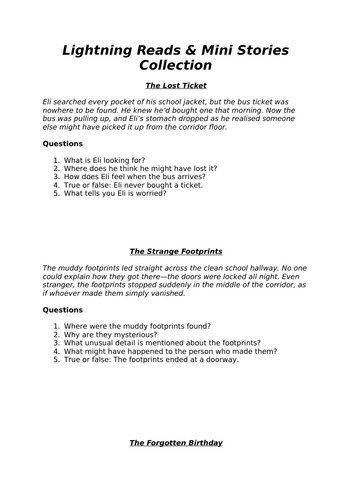 Lightning Reads & Mini Stories Collection