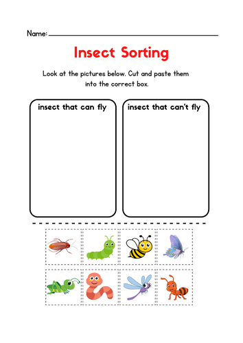 Sorting Insects (Cut & Paste Activity)