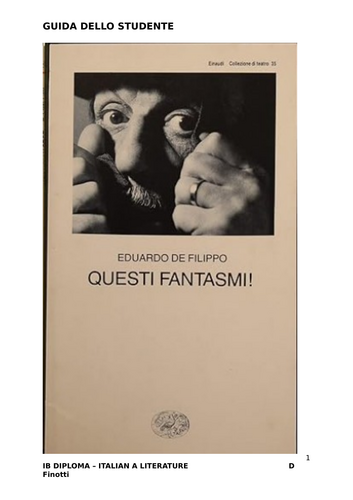 IB Italian A literature - Questi fanstasmi di Eduardo De Filippo