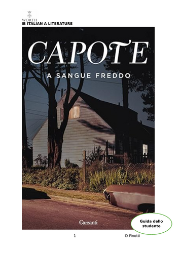 IB Italian A literature - A sangue freddo di Truman Capote