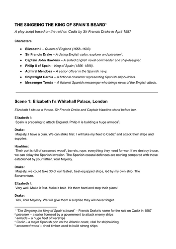 KS3 Making of the UK/GCSE History - The Spanish Armada: The Raid on Cadiz Script