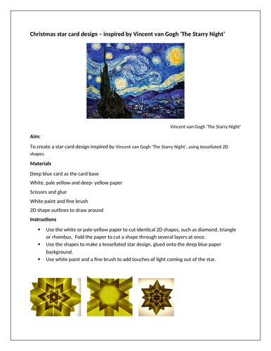 Christmas card idea primary KS1 shape tessellation