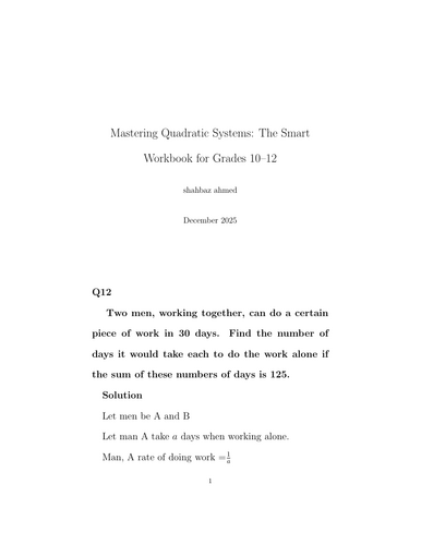 Sample 2 from Mastering Quadratic Systems: The Smart Workbook for Grades 10–12