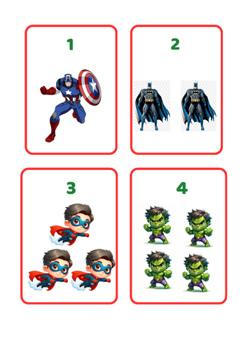 Superhero Number Flashcards (1-20)