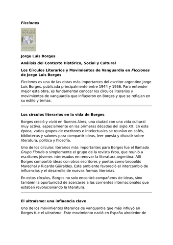 Ficciones by Jorge Luis Borges – Analysis of Historical, Social and Cultural Context