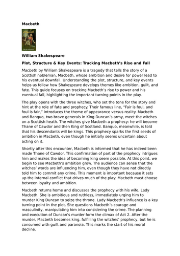 Macbeth by William Shakespeare – Plot, Structure & Key Events – Tracking Macbeth’s Rise and Fall