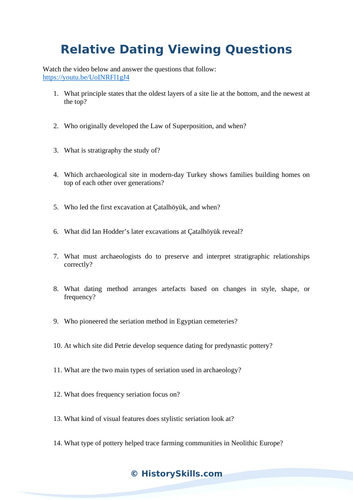 Relative Dating in Archaeology Video Viewing Worksheet