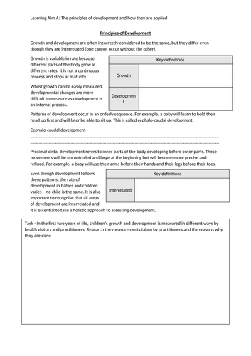 AAQ Early Childhood Development - Learning Aim A