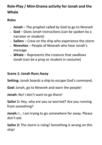 Role-Play / Mini-Drama activity for Jonah and the Whale