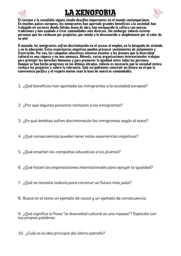 La Xenofóbia - el racismo AS/A2 SPANISH