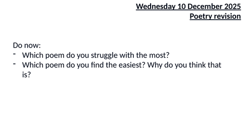 Power and Conflict: Basic Revision: 8 poems