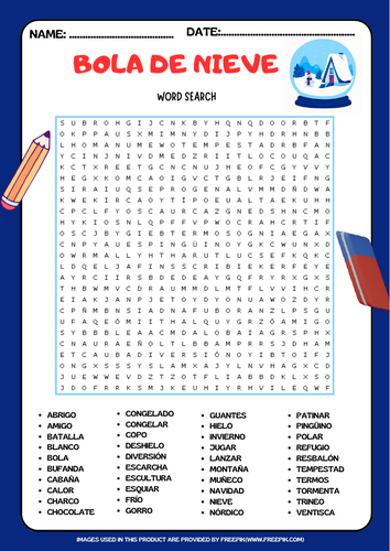 Sopa de Letras de Palabras de Bola de Nieve