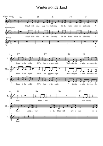 VERY EASY 3 part WINTER WONDERLAND arrangement