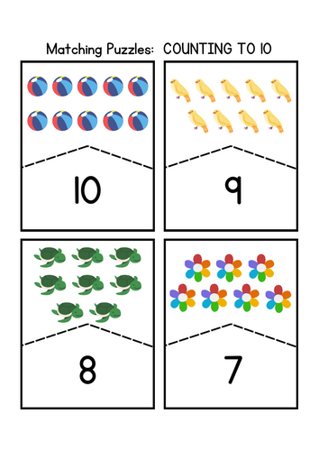 Counting Puzzles: Numbers 1-10 Matching Activity