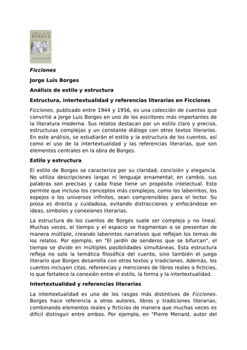 Ficciones by Jorge Luis Borges – Style and Structure Analysis