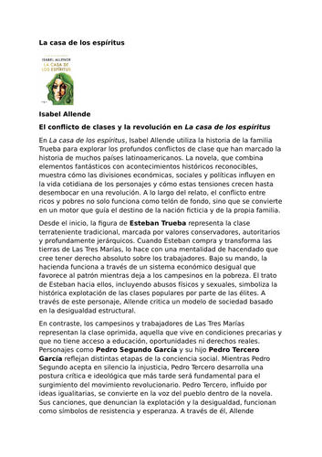 La casa de los espíritus by Isabel Allende – Class conflict and revolution