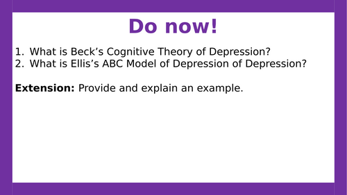 AQA A-level Psychology: Cognitive Approach to Explaining Depression Evaluation (Lesson 8 of Clinical