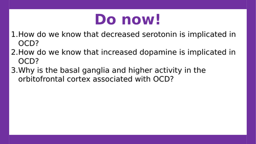 AQA A-level Psychology: Biological Approach to Treating OCD (Lesson 13 of Clinical Psychology)