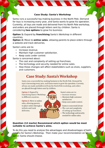 Christmas themed revision unit 1 AQA GCSE Business Studies