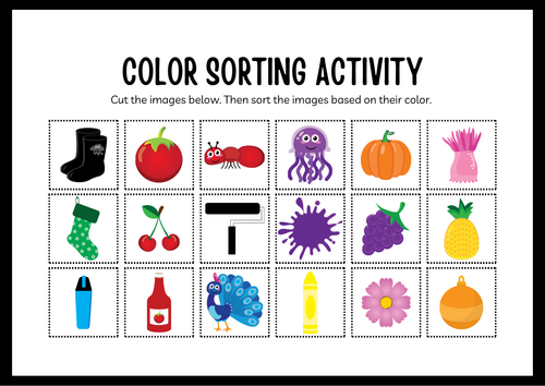 Color Sorting and Cutting Activity!