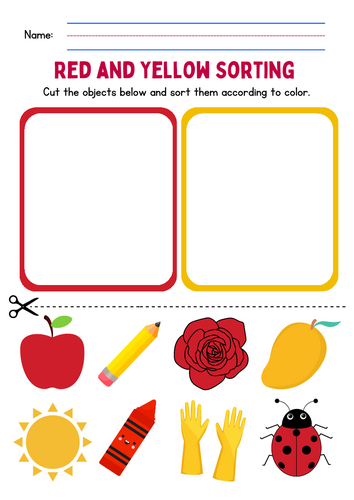 Sorting Cut and Paste: Red, Yellow, Blue, & Green Focus!