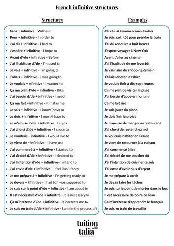 French infinitive structures