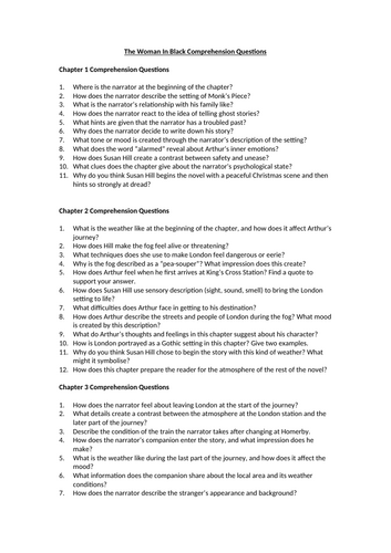 The Woman In Black Comprehension Questions