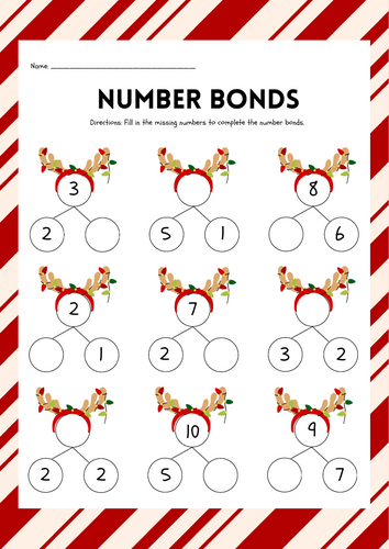 Christmas Part-Part-Whole: Number Bonds to 10 Resource!