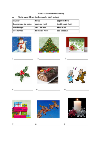 French Christmas Quiz/worksheet