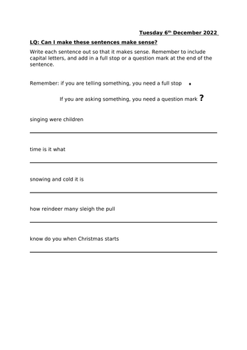 Making Christmas Sentences