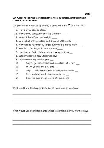 How to Catch Santa - ending punctuation activity Texts That Teach