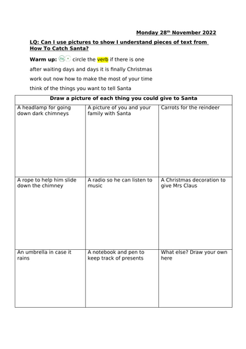 How to Catch Santa - draw what you could give Santa Texts That Teach